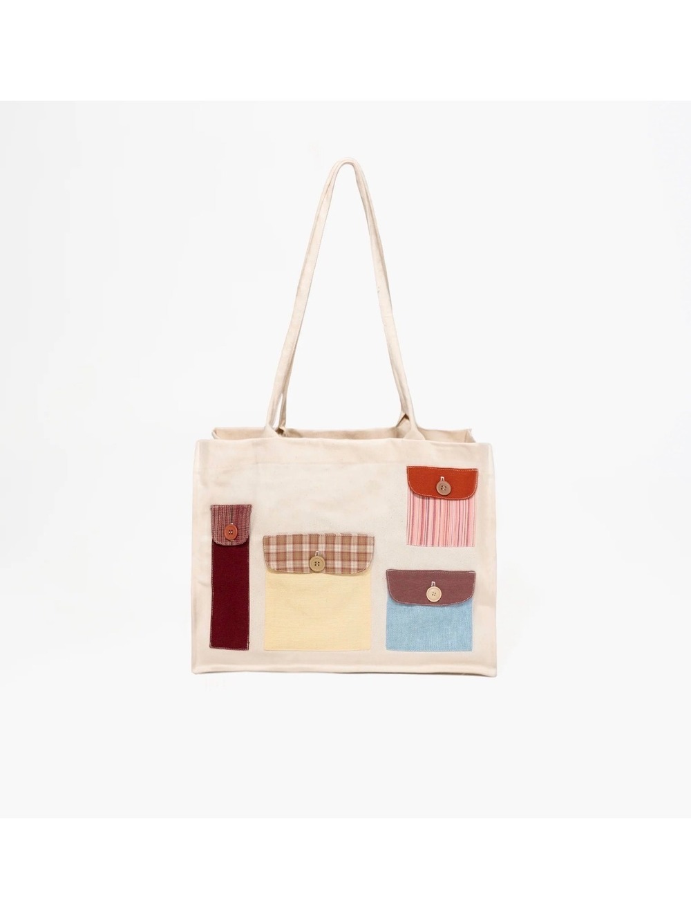 Oddli x Bria Bria’s Bag Natural Canvas Patchwork Pocket Tote Y2K Craftcore